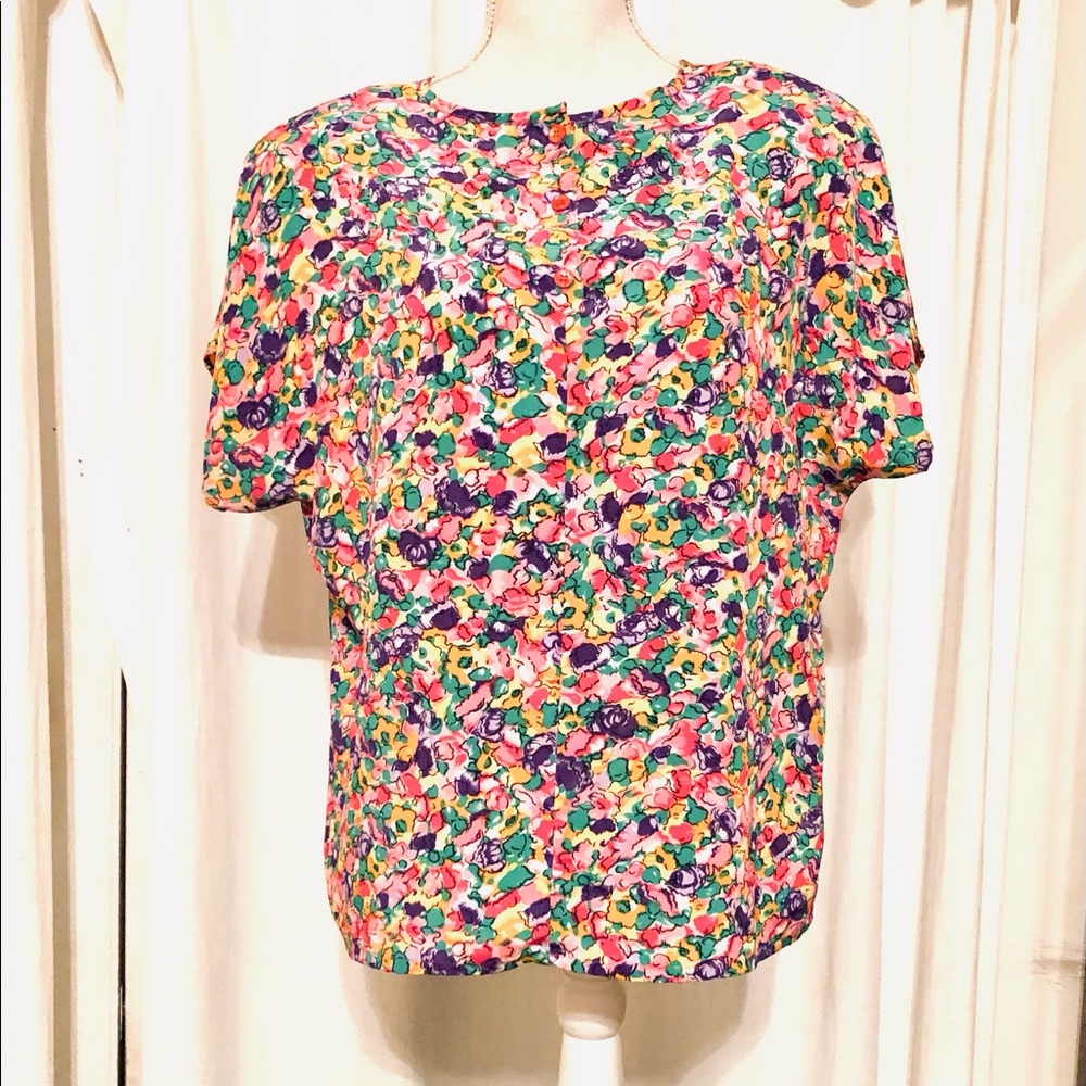 Diversity Multi-Colored Flower Blouse in Large